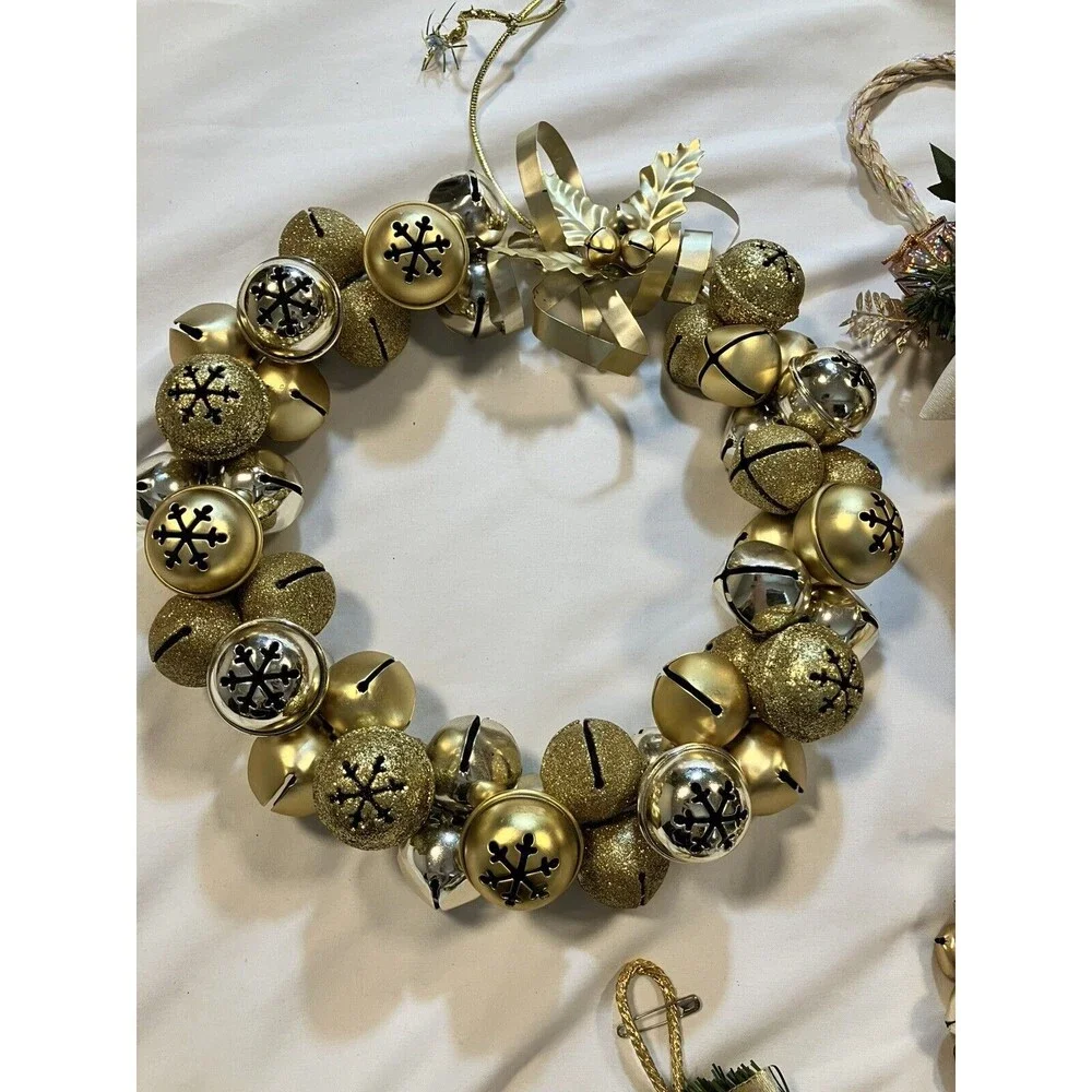 Lot Of Metal Jingle Bells Christmas Holiday Wreath Cluster Sparkle Garland Music